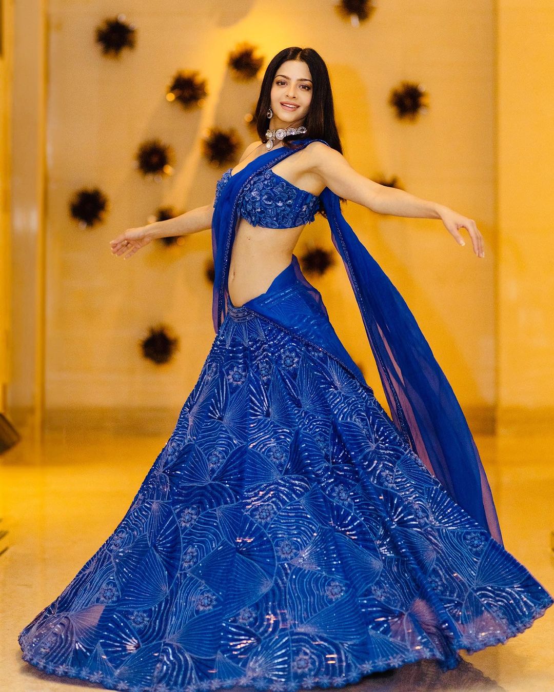 Malayalam Actress Vedhika Kumar Stills in Blue Lehenga Choli